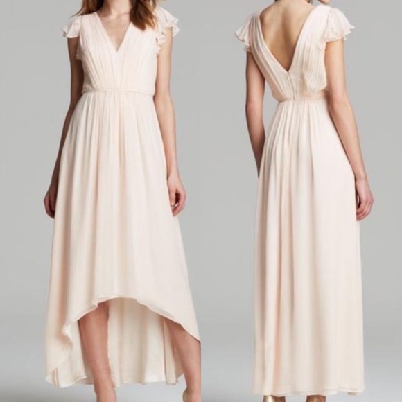 Jill Stuart Chiffon Ruffle Hi Lo Layered Bridesmaid Summer Wedding Dress - Picture 1 of 12